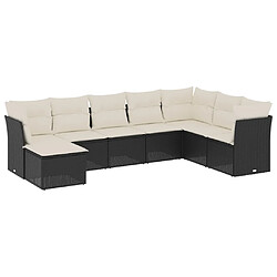 Maison Chic Ensemble Tables et chaises d'extérieur 8 pcs avec coussins,Salon de jardin noir résine tressée -GKD300392