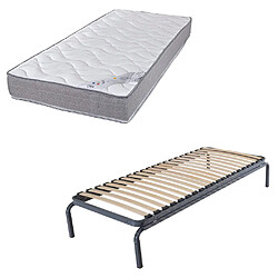 Ebac Lit gigogne + matelas Wave - 90x190 - Mousse - 20 lattes bois - Gain de place