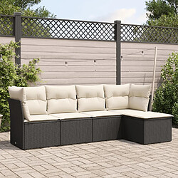 Maison Chic Salon de jardin 5 pcs avec coussins | Ensemble de Table et chaises | Mobilier d'Extérieur noir résine tressée -GKD29847