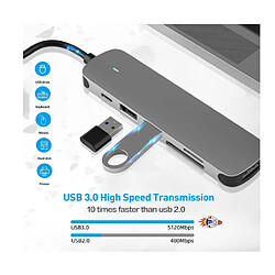 Chrono HUB USB C, adaptateur USB C 6 en 1 avec HDMI 4K, port USB-C/PD, port USB 3.0, lecteur de carte SD/TF, station d'accueil compatible avec MacBook Pro/Air et autres appareils de type C (gris) pas cher