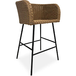 ICONIK INTERIOR Tabouret en rotin avec accoudoirs - Boho Bali Design - Ishita Bois naturel