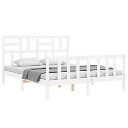 Acheter Maison Chic Cadre/structure de lit avec tête de lit pour adulte - Lit Moderne Chambre blanc King Size bois massif -MN86423