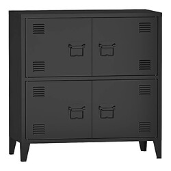 Helloshop26 Armoire de bureau casier de bureau meuble de rangement pour salon bureau chambre atelier métallique à 4 portes acier 82 x 80 x 40 cm noir 03_0006327