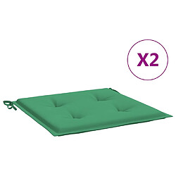 vidaXL Coussins de chaise jardin lot de 2 vert 40x40x3 cm tissu oxford