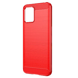 Avizar Coque pour Motorola Moto E13 Renforcée Souple Effet Carbone Brossé Rouge