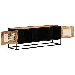 vidaXL Meuble TV 110x30x40 cm bois massif de manguier brut et fer