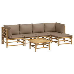 Avis Maison Chic Salon de jardin 6 pcs + coussins - Mobilier/Meubles de jardin - Table et chaises d'extérieur taupe bambou -MN99859