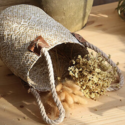 gazon naturel en rotin tressé en osier panier porte-pots de fleurs de jardin blanc l pas cher