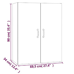 vidaXL Armoire suspendue Noir 69,5x34x90 cm Bois d'ingénierie pas cher