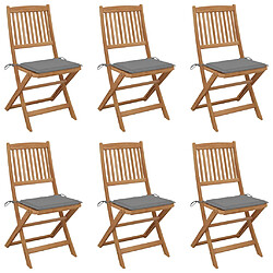 vidaXL Chaises pliables de jardin lot de 6 avec coussins Bois d'acacia