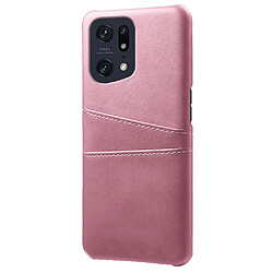 Coque en TPU + PU antichoc, anti-rayures avec porte-cartes, or rose pour votre Oppo Find X5 Pro