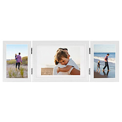 vidaXL Cadre photo dépliable Blanc 22x15 cm+2x(10x15 cm)