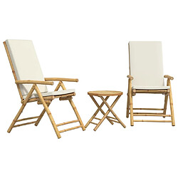 vidaXL Ensemble de bistro pliante 3 pcs - Bambou