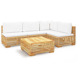 Maison Chic Salon de jardin 5 pcs + coussins - Mobilier/Meubles de jardin - Table et chaises d'extérieur Bois de teck solide -MN75309