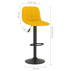 vidaXL Tabourets de bar lot de 2 Jaune Velours pas cher