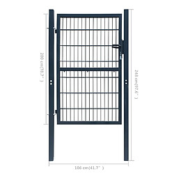 vidaXL Portillon Acier 106x248 cm Anthracite pas cher