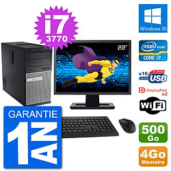 PC Tour Dell 7010 Ecran 22" Intel i7-3770 RAM 4Go Disque 500Go Windows 10 Wifi - Occasion