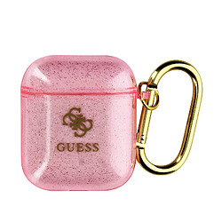 Guess Maroquinerie Étui AirPods en Silicone gel Finition pailletée Logo en relief Guess - Rose