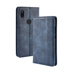 Wewoo Housse Coque Étui en cuir à boucle magnétique avec rétro pour Crazy Horse Texture horizontale Xiaomi Redmi 7avec porte-carte et fentes carte et cadre photo Bleu