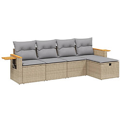 Maison Chic Ensemble à manger d'extérieur 5 pcs avec coussins,Salon de jardin,Mobilier de jardin mélange beige résine tressée -GKD237879