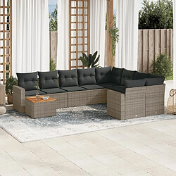 Maison Chic Salon de jardin avec coussins 10 pcs, Ensemble Tables et chaises de jardin, gris résine tressée -GKD437608