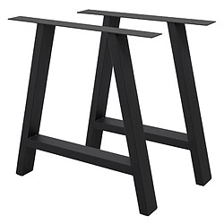 Ecd Germany Set 2 pieds de table pour bureau 70x72cm forme A en acier noir design industriel