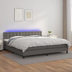 Sommier à lattes et LED,Cadre à lattes de lit avec matelas pour Adulte Gris 200x200 cm -MN81422