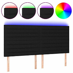 Maison Chic Tête de lit scandinave à LED,meuble de chambre Noir 180x5x118/128 cm Tissu -MN40576