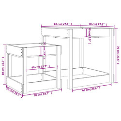 vidaXL Tables à sable 2 pcs blanc bois de pin massif pas cher