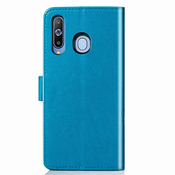 Wewoo étuis en cuir Coque Housse Étui à motif de fleurs pressées Lucky Clover pour Galaxy A8s, avec support et logements pour cartes, portefeuille dragonne (bleu)