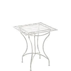 Decoshop26 Table de jardin terrasse balcon design rustique en fer forgé blanc vieilli 10_0003813