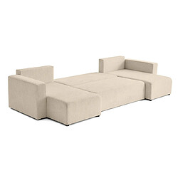 Bestmobilier Topaze - canapé panoramique en U - 7 places - convertible avec coffre - en tissu velours relief