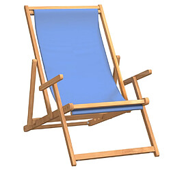 Maison Chic Chaise/Fateuill de plage pliable Bois de teck solide Bleu -GKD75433