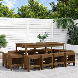 Salle à dîner de jardin 13 pcs,Table et chaise à manger marron miel bois pin massif -MN32361