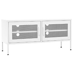 vidaXL Meuble TV Blanc 105x35x50 cm Acier