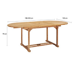 vidaXL Table de jardin extensible 150-200x100x75 cm Teck solide pas cher