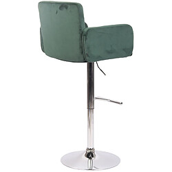 Avis Decoshop26 Tabouret de bar pivotant en velours vert et métal chromé avec accoudoirs repose-pieds et dossier TDB10643