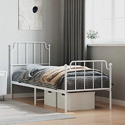 Maison Chic Cadre/structure de lit métal et tête de lit + pied de lit pour adulte - Lit Moderne Chambre blanc 75x190 cm -MN51784