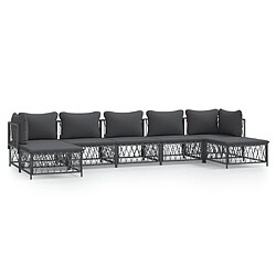 Maison Chic Salon de jardin 7 pcs + coussins - Mobilier/Meubles de jardin - Table et chaises d'extérieur anthracite acier -MN73867