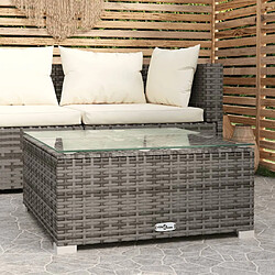 vidaXL Table de basse de jardin gris 60x60x30 cm résine tressée verre