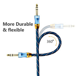 Acheter Wewoo Câble audio tressé en nylon plaqué or à 4 sections EMK 6.35mm mâle à pour mélangeur amplificateurlongueur 2 m bleu