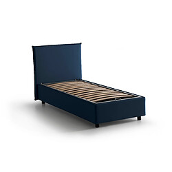 Acheter Autrement Talamo Italia Lit double Anna avec conteneur, Made in Italy, en tissu amovible, 160x190 cm, avec ouverture frontale, Bleu, avec matelas inclus.