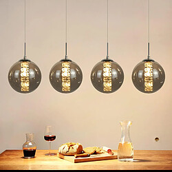 NETTLIFE Suspension verre gris diamètre 70 cm G9 table à manger lustre réglable en hauteur 4 lampes en couleur lampe de table à manger pour cuisines