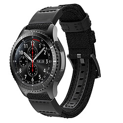 Bracelet en cuir véritable en toile noir pour votre Samsung Gear S3 Classic/S3 Frontier/Galaxy Watch 46mm