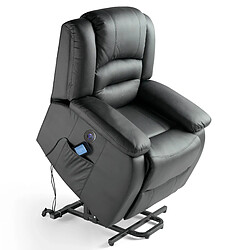 Eco-De ECODE® Fauteuil de massage releveur, inclinaison électrique de 160º, fonction chauffage, programmes automatiques, vibro-ondulation, A++ Noir