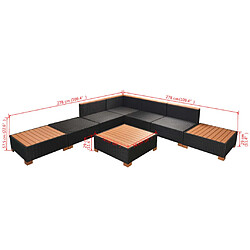 vidaXL Salon de jardin 8 pcs avec coussins résine tressée noir pas cher