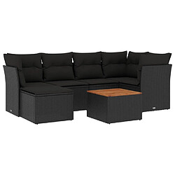 Maison Chic Salon de jardin 7 pcs avec coussins | Ensemble de Table et chaises | Mobilier d'Extérieur noir résine tressée -GKD73972