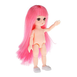 Avis Belle Poupée Fille Articulée 16cm Corps Nu Cheveux Roses Avec Frange