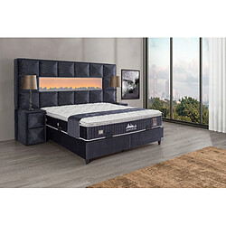 Acheter Vivenla Ensemble de lit coffre 180x200 en velours gris avec un matelas à ressorts ensachés 7 zones de confort de la collection MANCHESTER