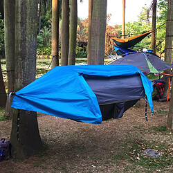 Hamac de camping imperméable avec moustiquaire et anti-pluie avec sac bleu pas cher